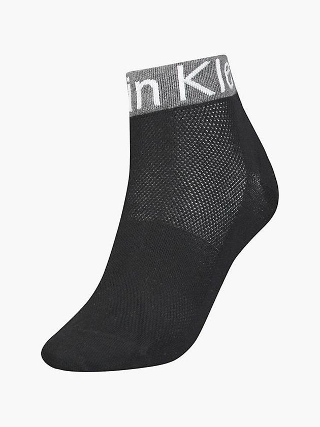 Calvin Klein USA Logo Ankle Womens Socks Black 7302915-WJ